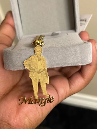 Customer photo review of Lovers Charm™ 18K Custom Engraved Necklace