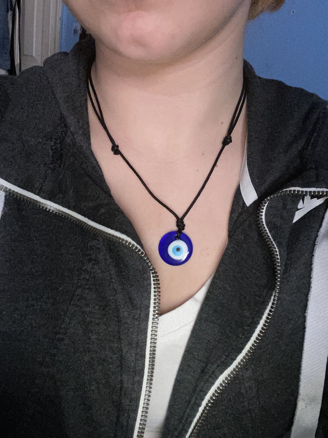 Customer photo review of Glass Evil Eye Good Luck and Protection Necklace