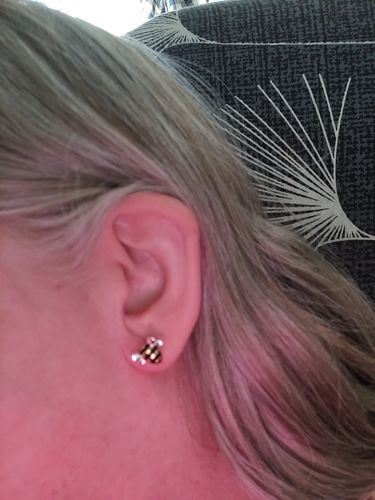 Customer photo review of Original Adopt a Bee Necklace
