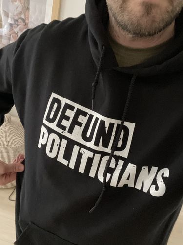 Customer photo review of Defund Politicians Hoodie