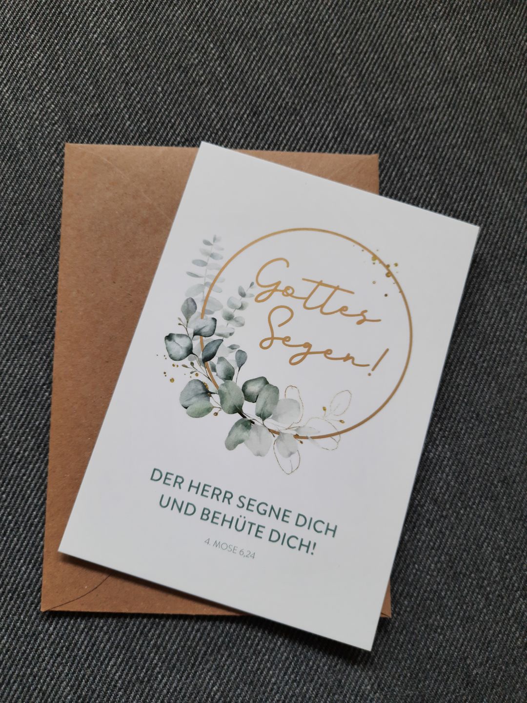 Customer photo review of Postkarte "Gottes Segen!" · Bibelvers zum Geburtstag, zur Hochzeit · A6 · mit Gold veredelt