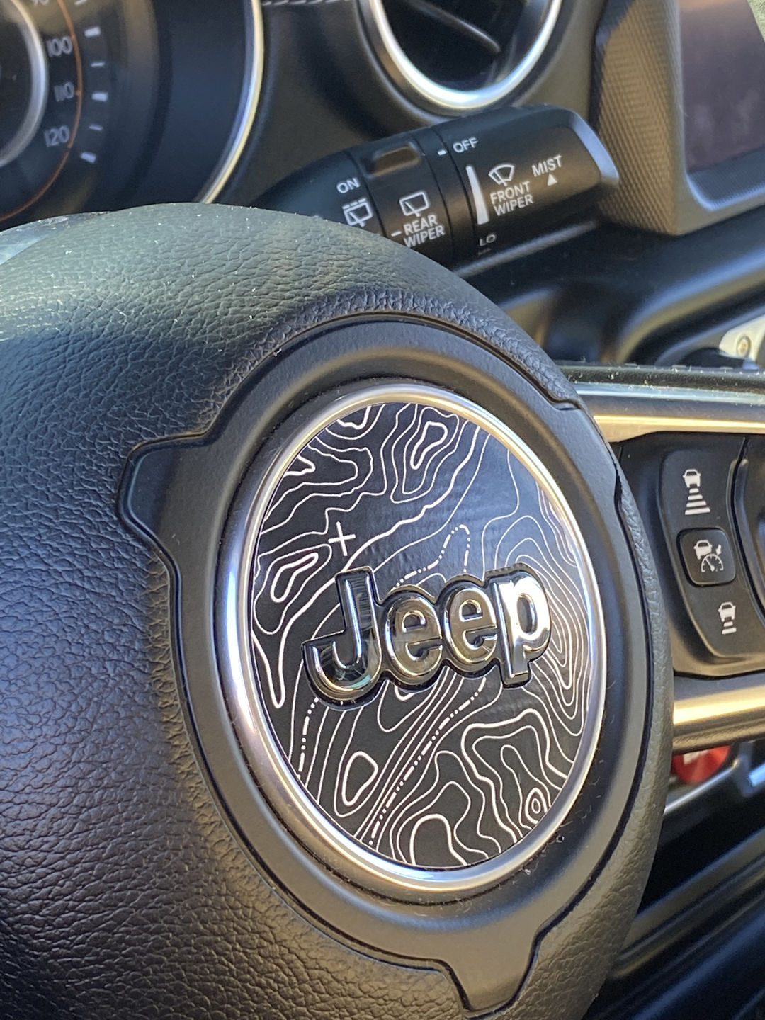 Customer photo review of Topographical Map Print Steering Wheel Decal for Jeep