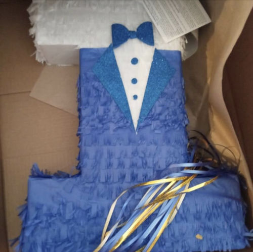 Customer photo review of Large Number One Pinata Tuxedo Theme (Pull Strings)
