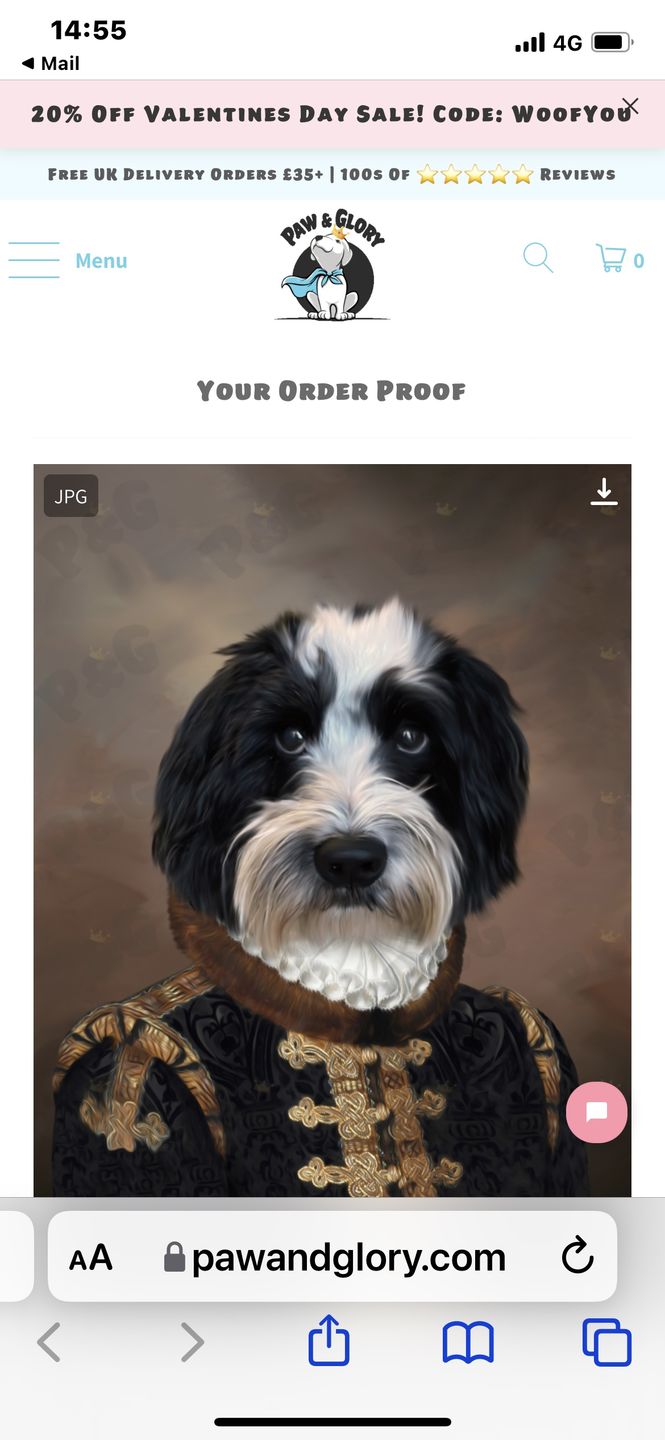 Customer photo review of The Count: Custom Pet Portrait
