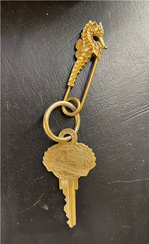 Customer photo review of Brass Seahorse Pin Keychain