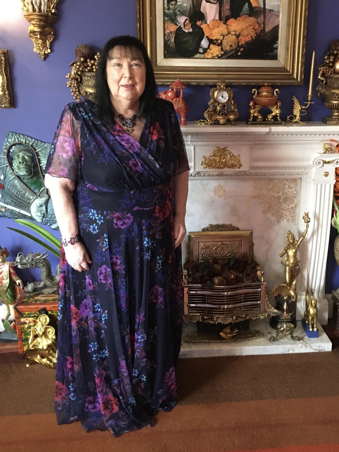Customer photo review of Isabelle Navy Amethyst Float Sleeve Maxi Dress
