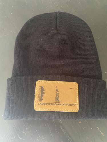 Customer photo review of Custom Leather Patch Beanie