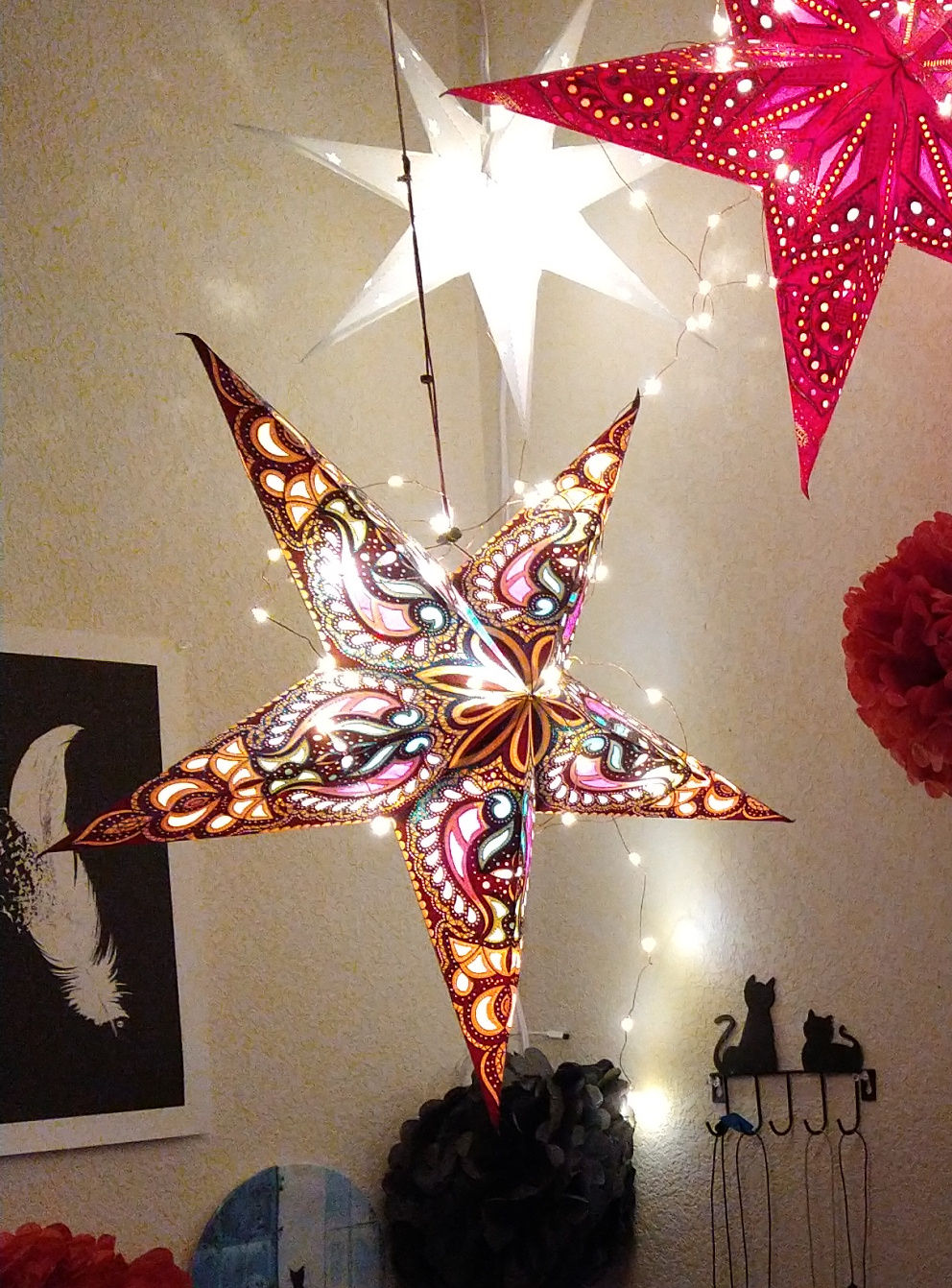Customer photo review of 24" Brown Alaskan Glitter Paper Star Lantern, Hanging Wedding & Party Decoration