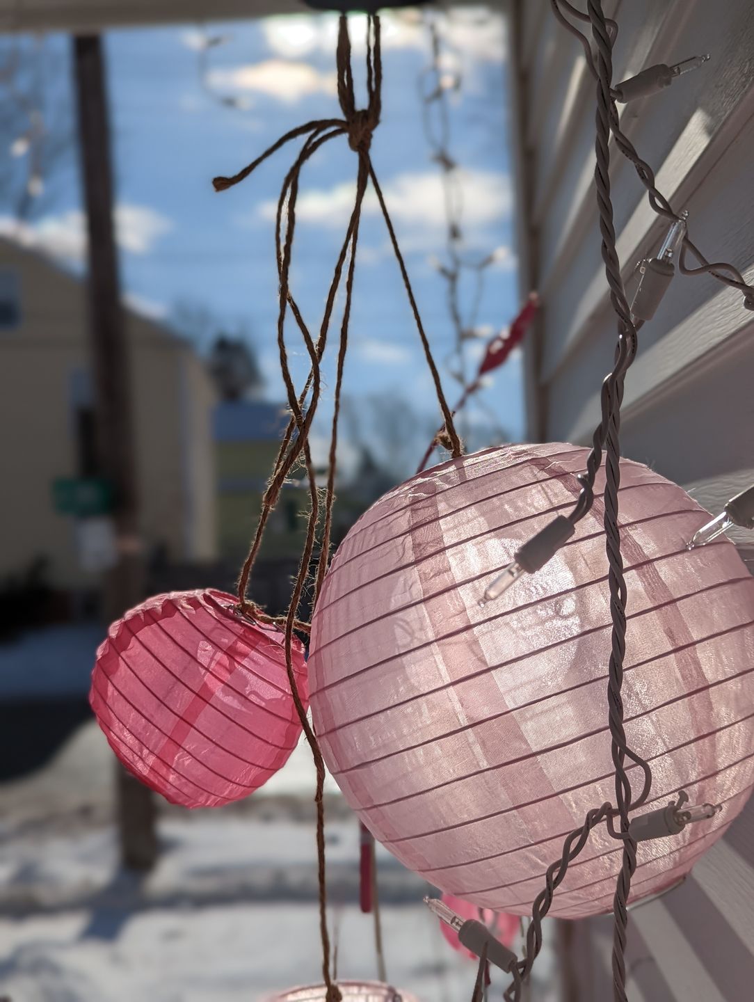 Customer photo review of 8" Pink Shimmering Nylon Lantern, Even Ribbing, Durable, Hanging