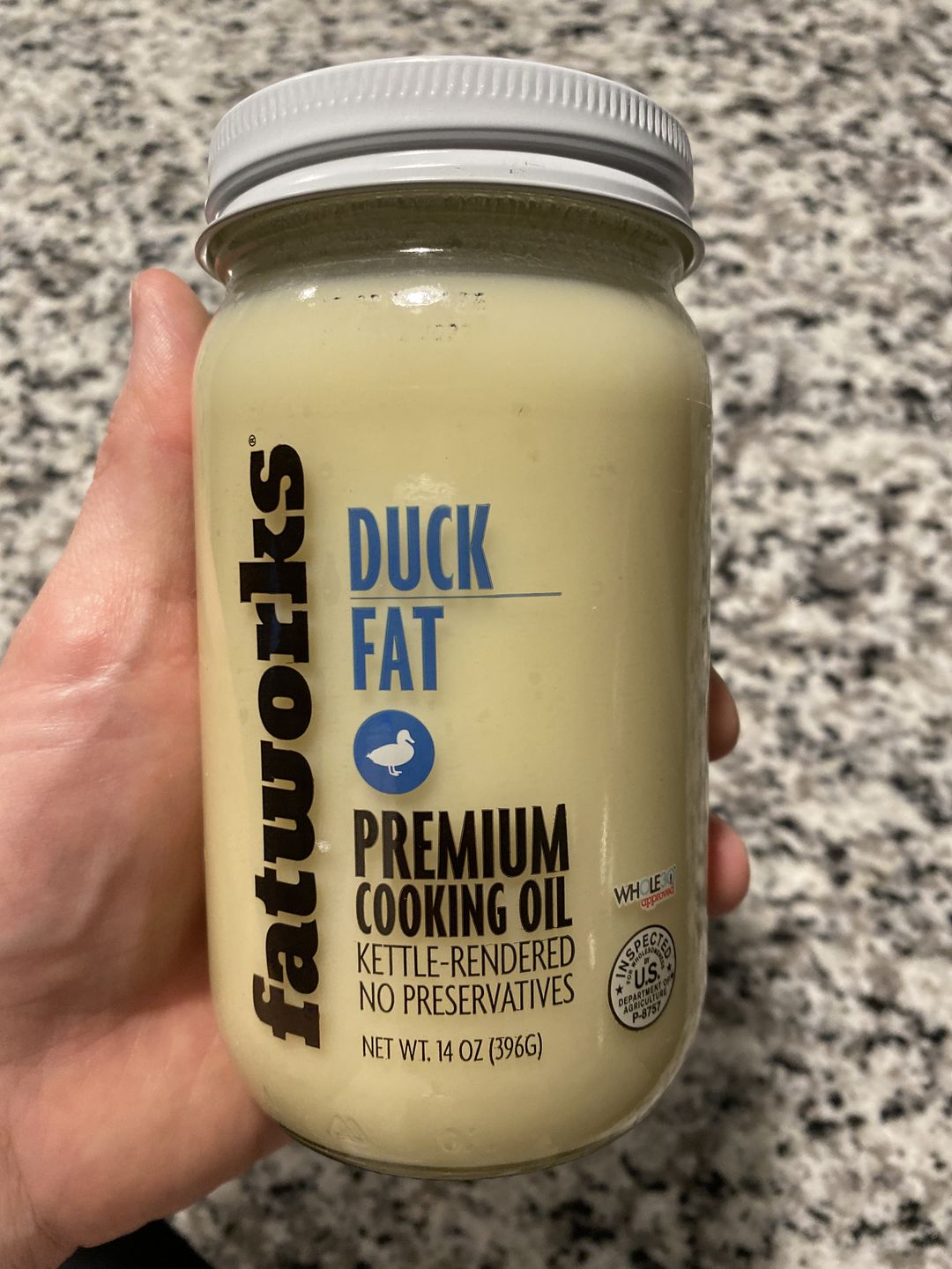 Customer photo review of Cage Free Duck Fat (14 oz)
