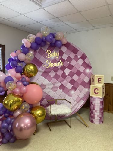 Customer photo review of Custom Round Fabric Backdrop for Birthday&Baby Shower&Wedding&Any Other Party