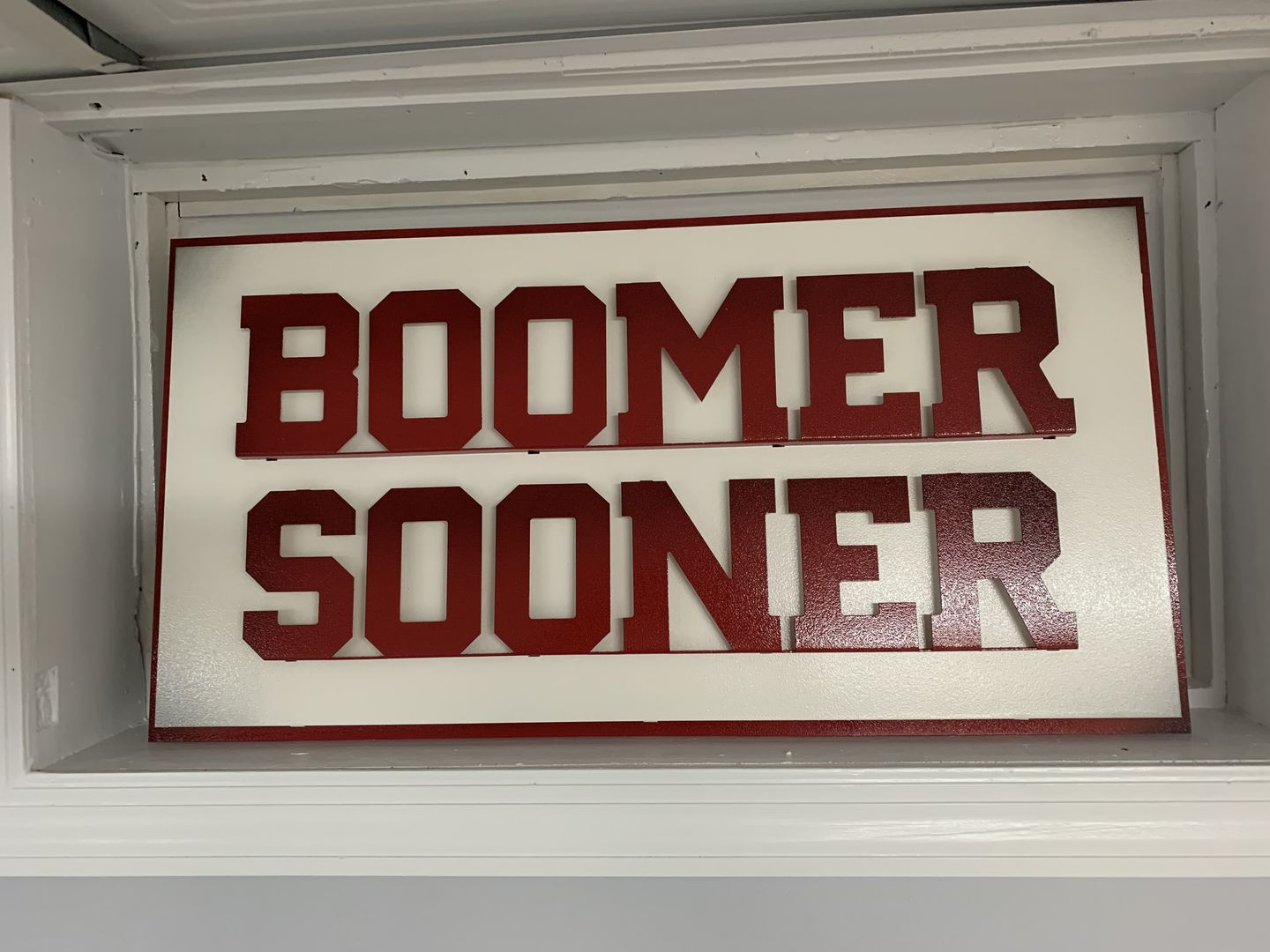 Customer photo review of Oklahoma Sooners "Boomer Sooner" 3D Metal Wall Art