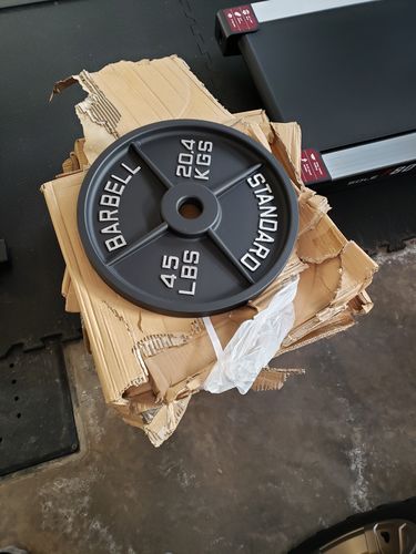 Customer photo review of Cast Iron Olympic Weight Plates