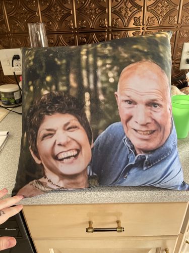 Customer photo review of Create A Custom Face Pillow