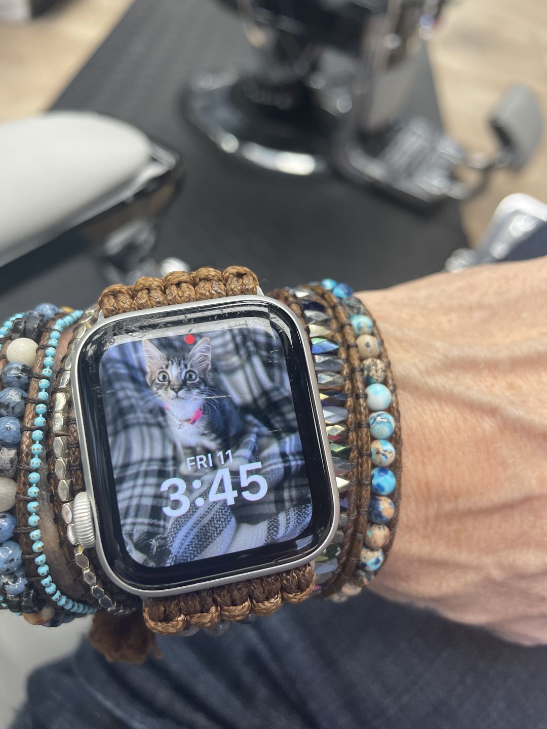 Customer photo review of Serene Ocean Apple Watch Strap