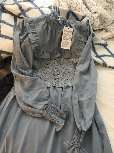 Customer photo review of Contrast Fabric Ruffle Detail Smock Dress