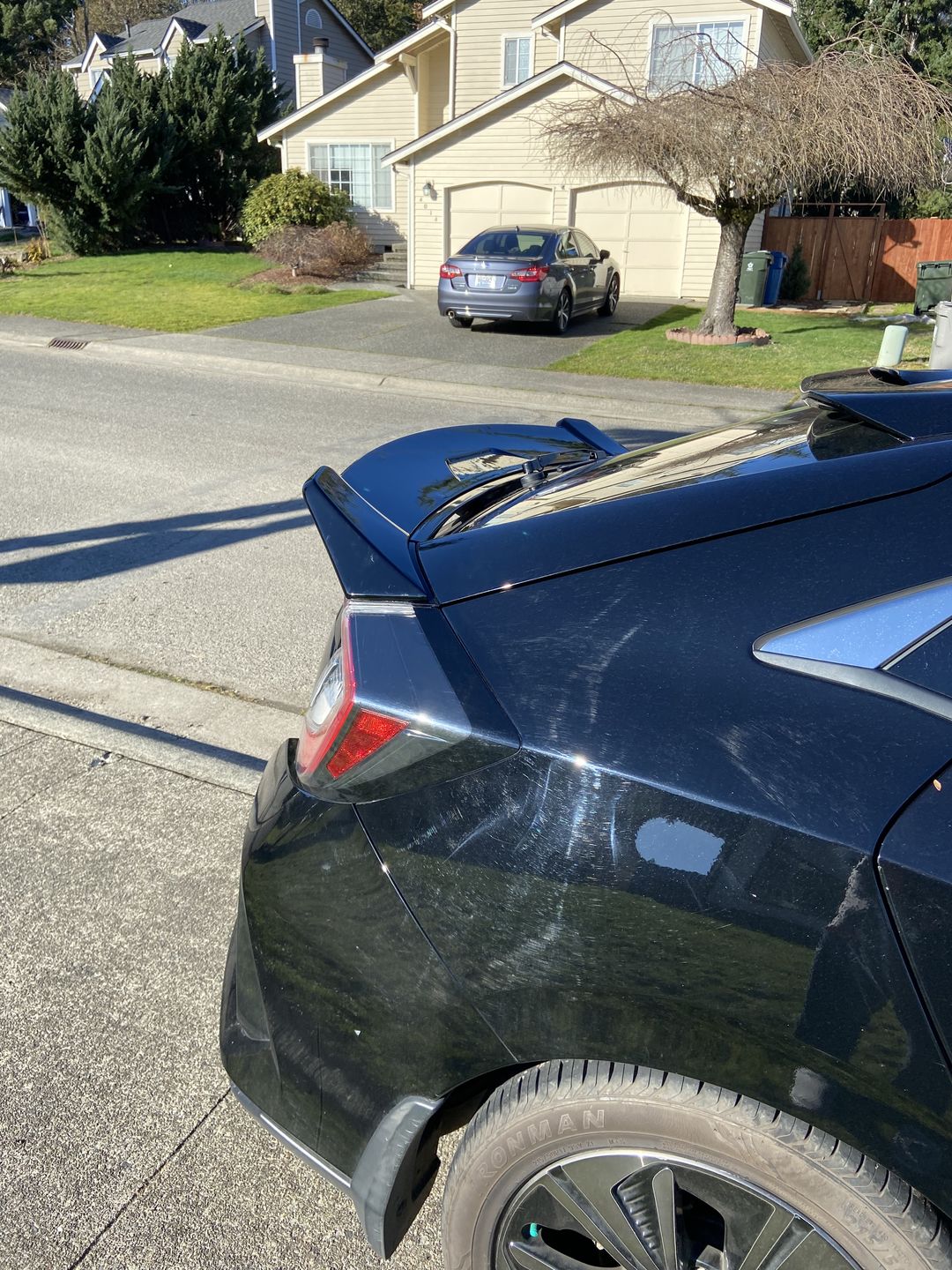 Customer photo review of Rear Spoiler Wing - Glossy Black for 2017-2020 Honda Civic Hatchback | IN STOCK DEC 25
