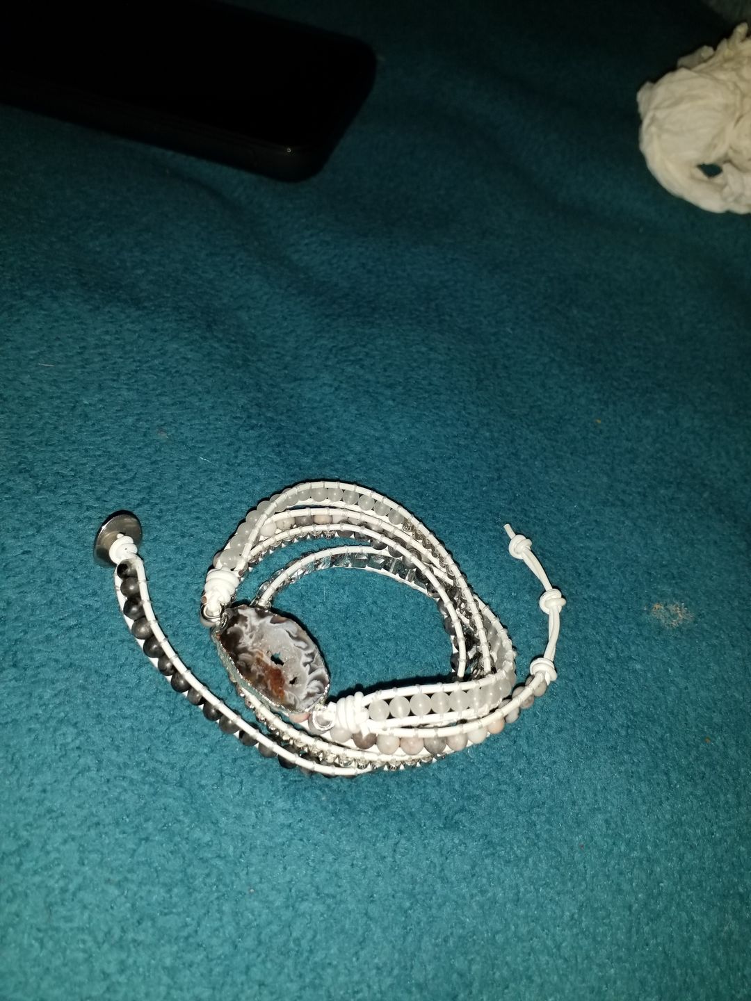 Customer photo review of Magical White Labradorite & Druzy Bracelet