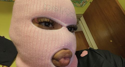Customer photo review of Bling Spoiled Knitted Ski Mask