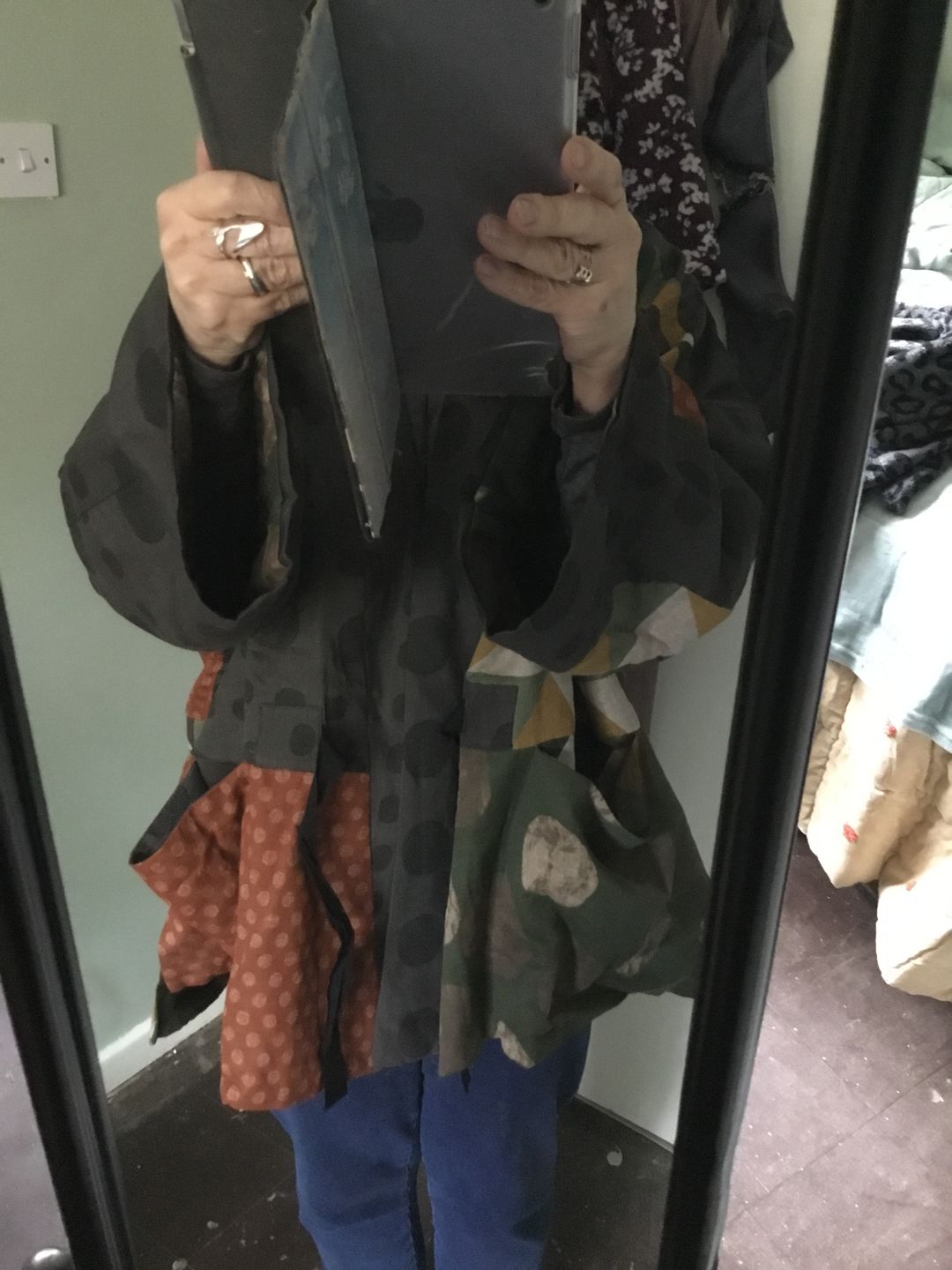 Customer photo review of Irregular Geometric Pattern Retro Cotton Coat