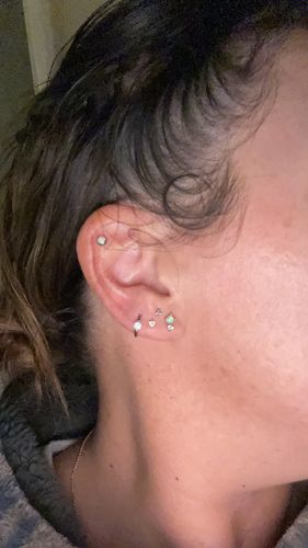 Customer photo review of Stacked Opal & Crystal Stud