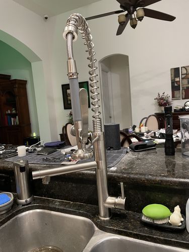 Customer photo review of Klempner Professional Pull Down Spray Dual Handle Swivel Spout Kitchen Faucet