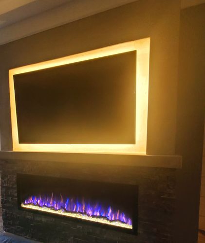Customer photo review of Touchstone Sideline Elite 60"  Smart Wall-Mount / Recessed Linear Electric Fireplace