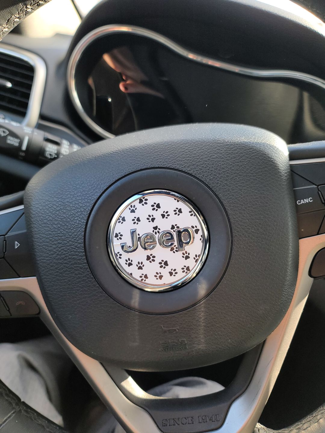 Customer photo review of Marble Print Steering Wheel Decal for Jeep vehicles