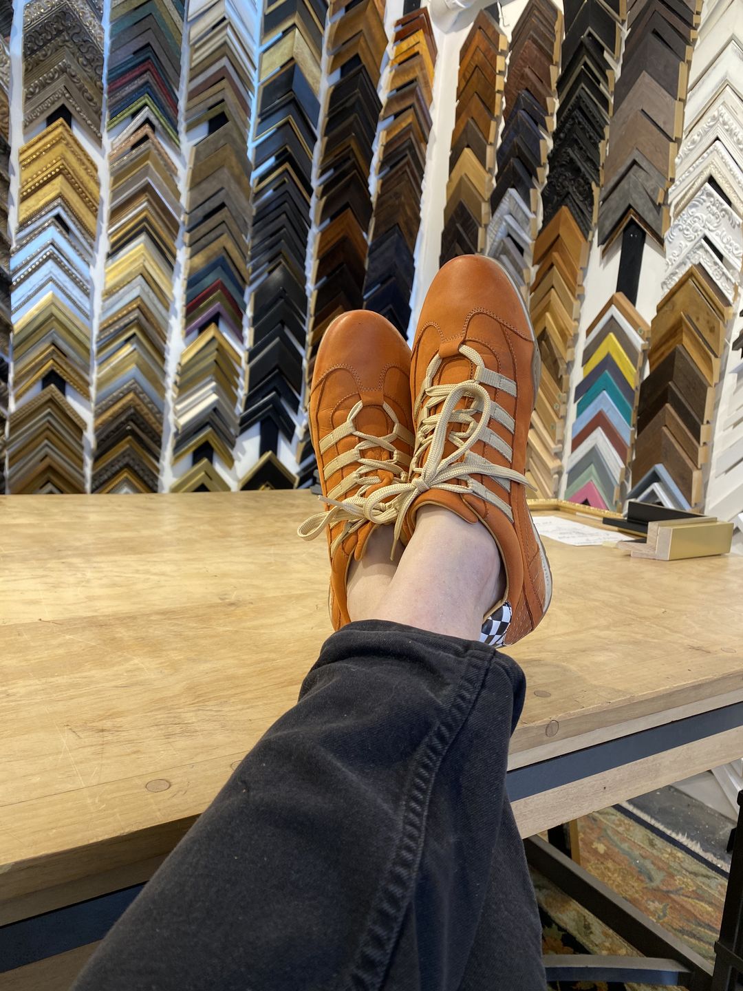 Customer photo review of Men's Racing Sneaker in Vintage Orange (Orange and Sand)