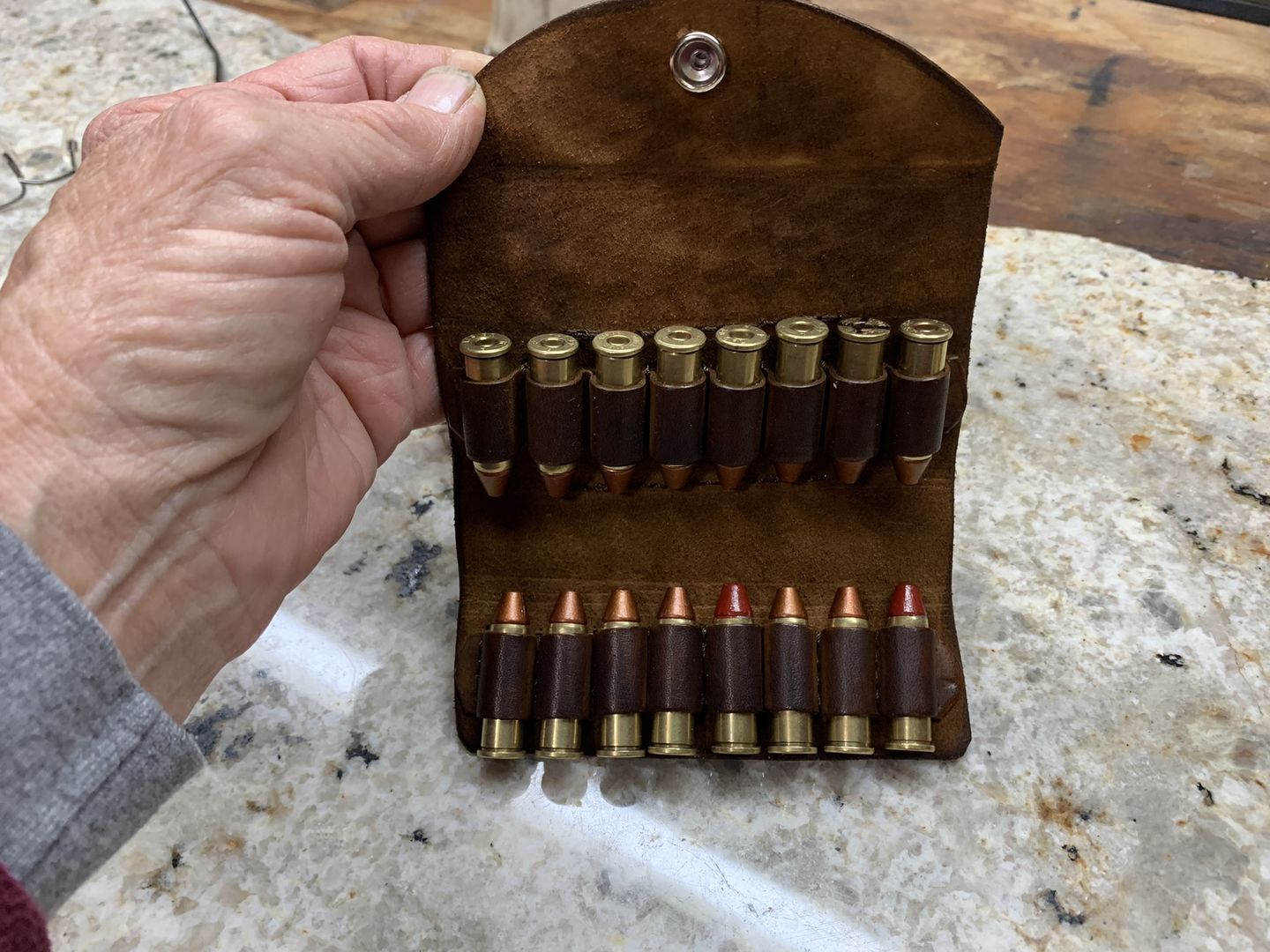 Customer photo review of Leather Cartridge Loops Stitching Guide - Free Printable Template