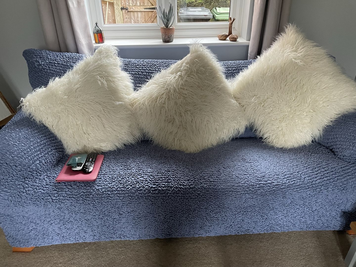 Customer photo review of 3 Seater Sofa Cover - Blue  Microfibra
