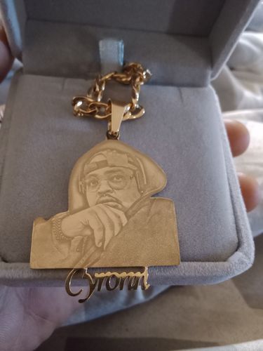 Customer photo review of Lovers Charm™ 18K Custom Engraved Necklace