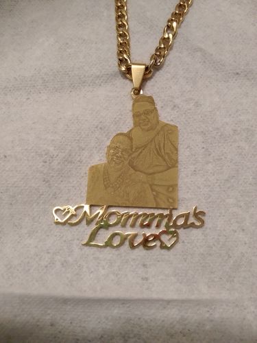Customer photo review of Lovers Charm™ 18K Custom Engraved Necklace
