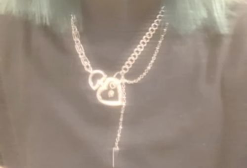 Customer photo review of Lock Heart Rhinestones Metal Chunky Chain Choker