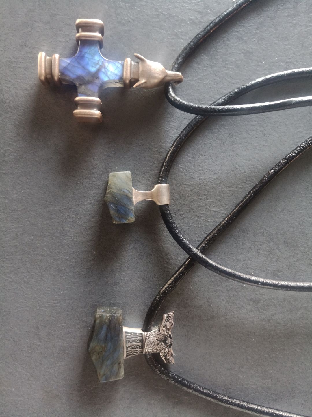 Customer photo review of Thor's Hammer Cross. Labradorite