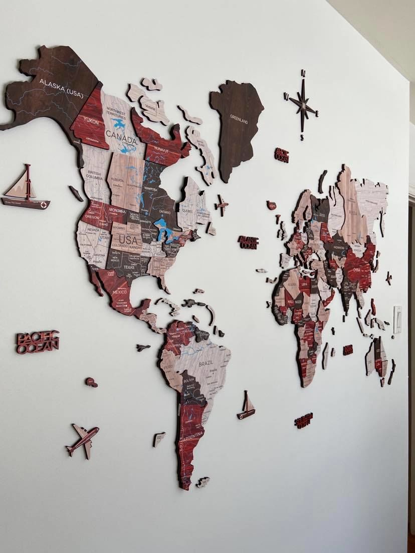 Customer photo review of 3D Wooden World Map Urban