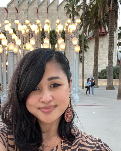 Customer photo review of Isla Rattan Earrings