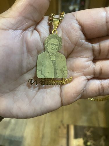 Customer photo review of Lovers Charm™ 18K Custom Engraved Necklace