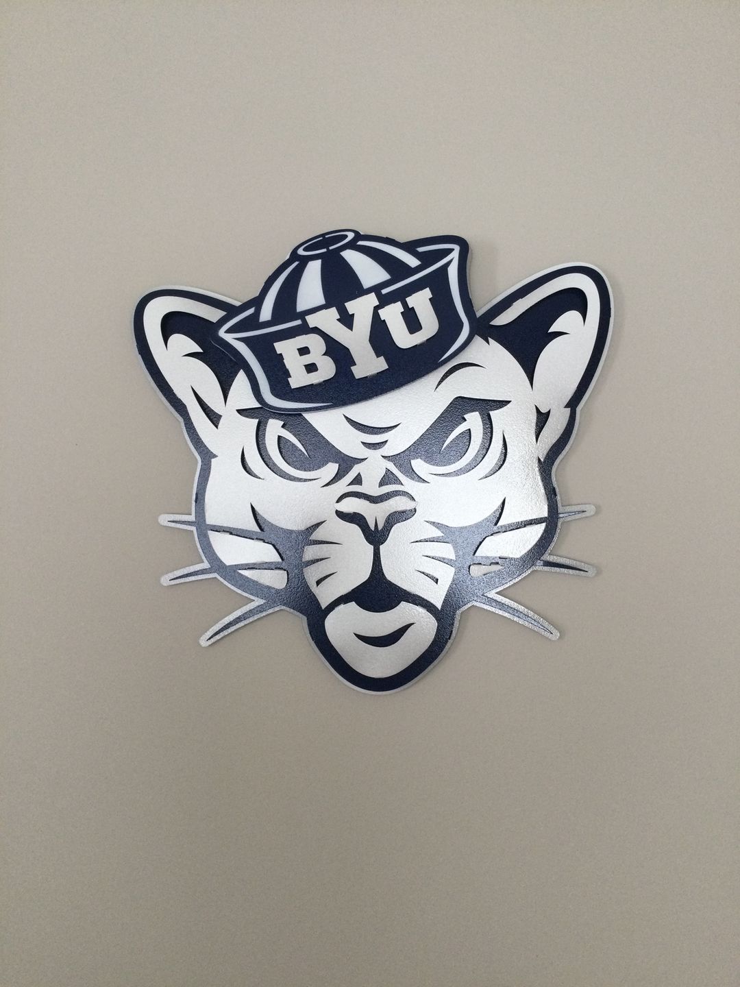 Customer photo review of Brigham Young Cougars BYU Sailor Cougar 3D Vintage Metal Wall Art