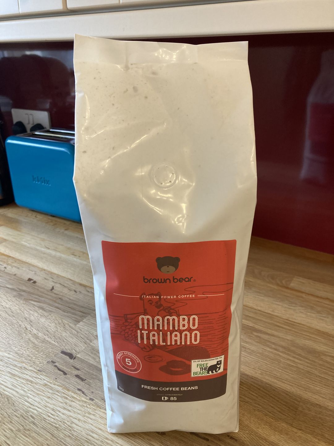Customer photo review of Brown Bear Mambo Italiano Espresso Coffee, Strength 5, Dark Roast