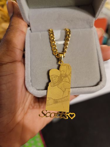 Customer photo review of Lovers Charm™ 18K Custom Engraved Necklace