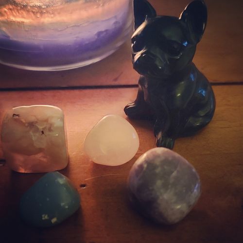 Customer photo review of French Bulldog - Fluorite & Obsidian