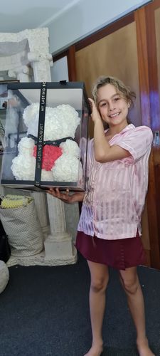 Customer photo review of White Rose Bear - 45cm
