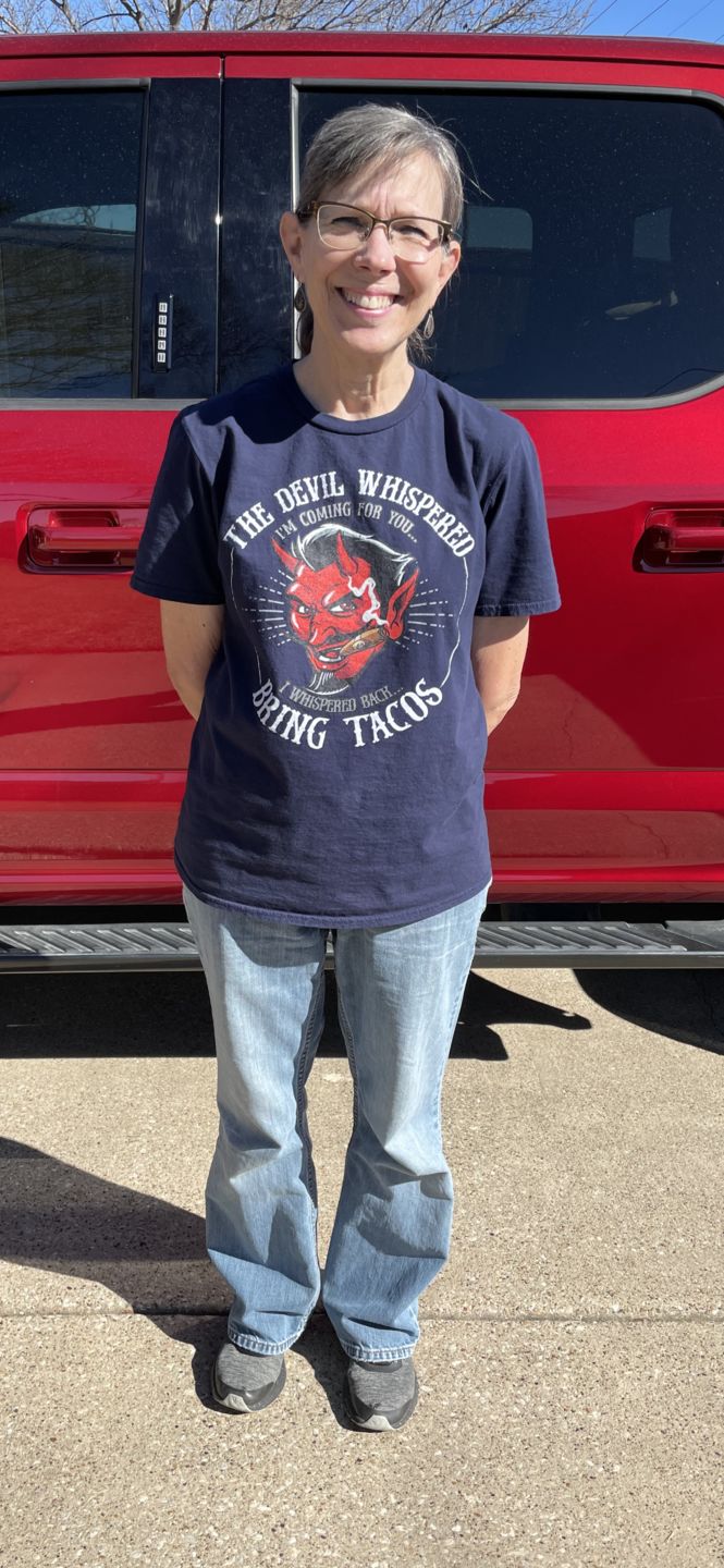 Customer photo review of The Devil Whispered...Bring Tacos OG T-Shirt