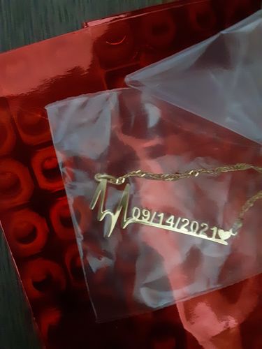 Customer photo review of Special Date Heart Beat Necklace
