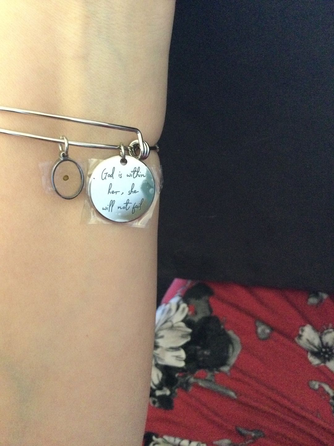 Customer photo review of God is Within Her, She Will Not Fail Bracelet