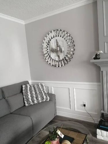 Customer photo review of Sunburst Beveled Round Mirror 35"