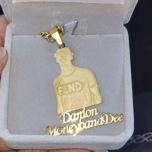 Customer photo review of Lovers Charm™ 18K Custom Engraved Necklace