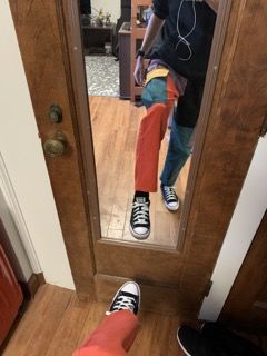 Customer photo review of Aelfric Eden "Back to 90's" Patchwork Color Block Corduroy Pants