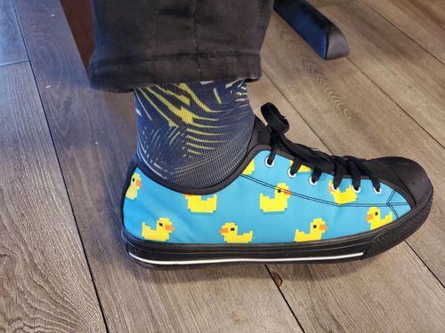 Customer photo review of 8-Bit Rubber Duck Pattern Print Black Low Top Shoes